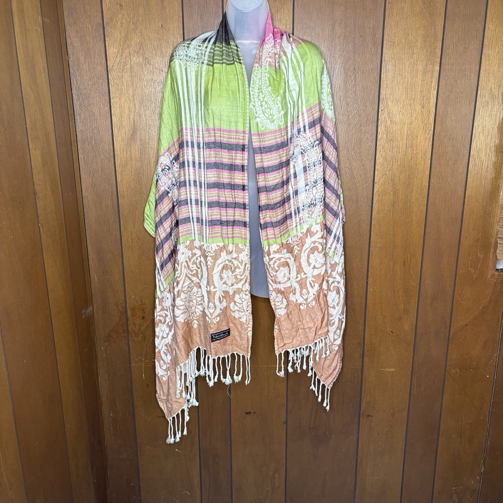 VTG Tibet Handloom Yak Wool Shawl Scarf 80" Boho Grunge Whimsigoth Festival Wrap